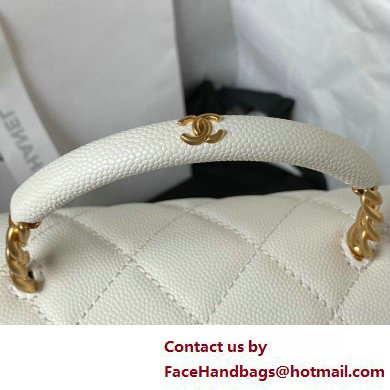 Chanel Grained Calfskin  &  Gold-Tone Metal Small Flap Bag with Top Handle AS4008 White 2025